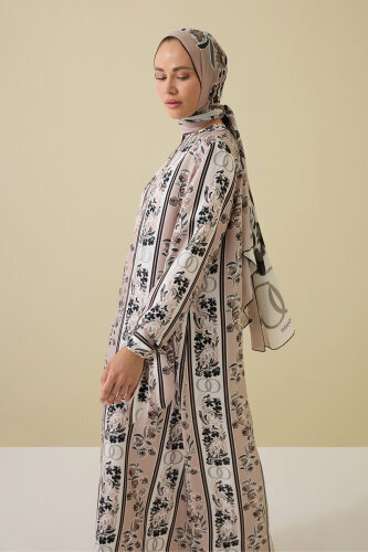 Powder Platter Silk Dress with Swing Cuff Detail - 6