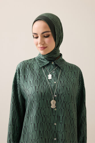 Printed Green Twill Silk Shirt - 5