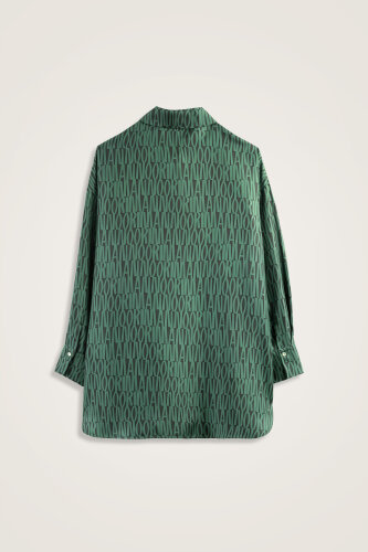 Printed Green Twill Silk Shirt - 4