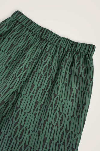 Printed Green Twill Silk Trousers - 4