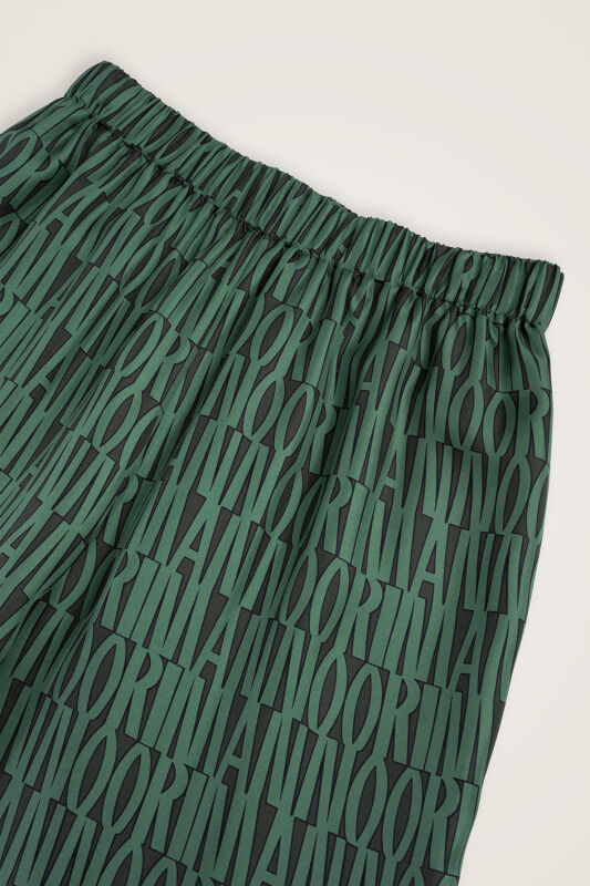 Printed Green Twill Silk Trousers - 4
