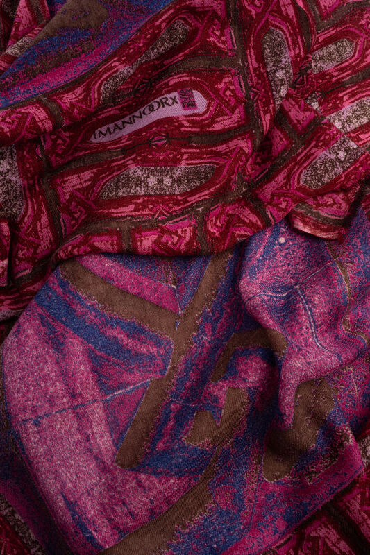 Pulpit Dark Pink Wool Shawl - 4