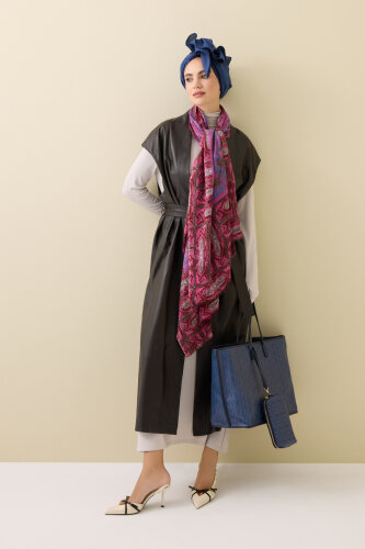 Pulpit Dark Pink Wool Shawl - 3