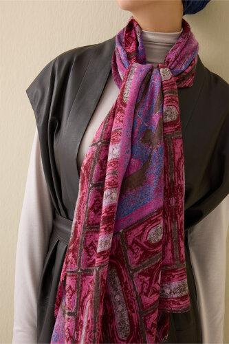 Pulpit Dark Pink Wool Shawl - 1