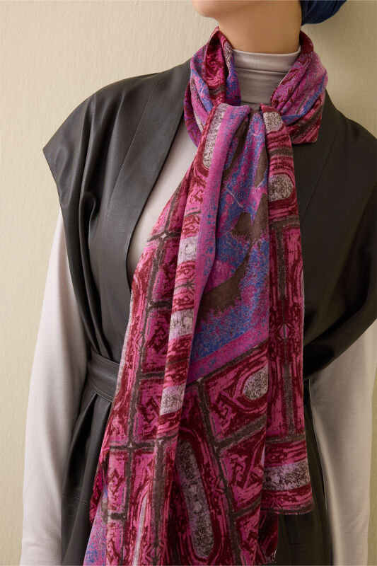 Pulpit Dark Pink Wool Shawl - 1
