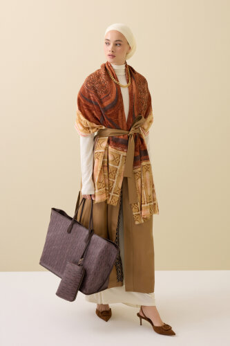 Pulpit Tan Wool Shawl - 5