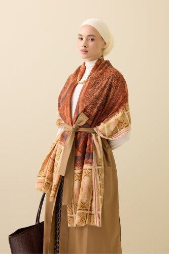 Pulpit Tan Wool Shawl - Imannoor