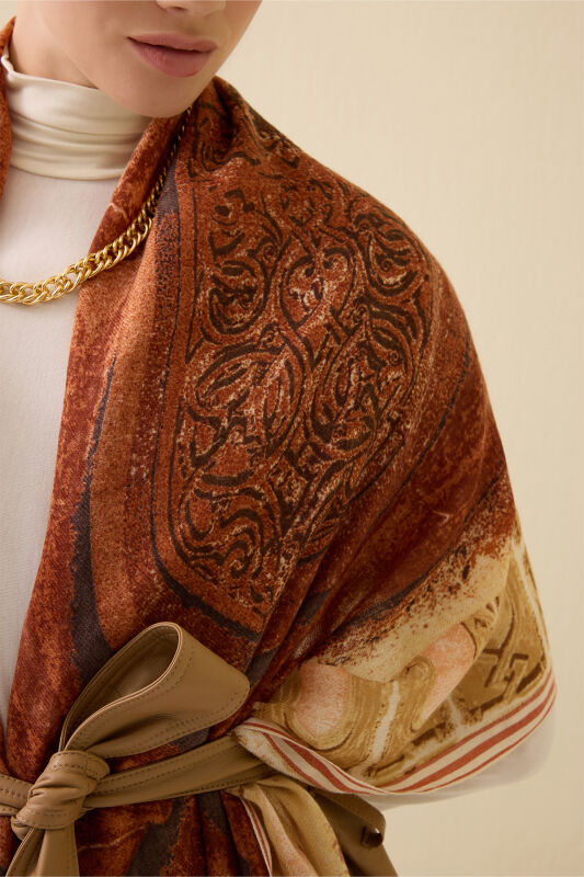 Pulpit Tan Wool Shawl - 3