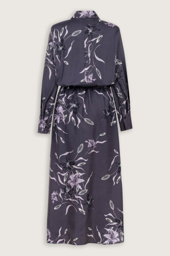 Purple Silk Dress with Lily Waist Detail - 4