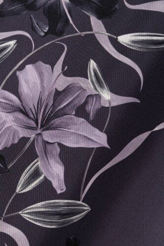 Purple Silk Dress with Lily Waist Detail - 6