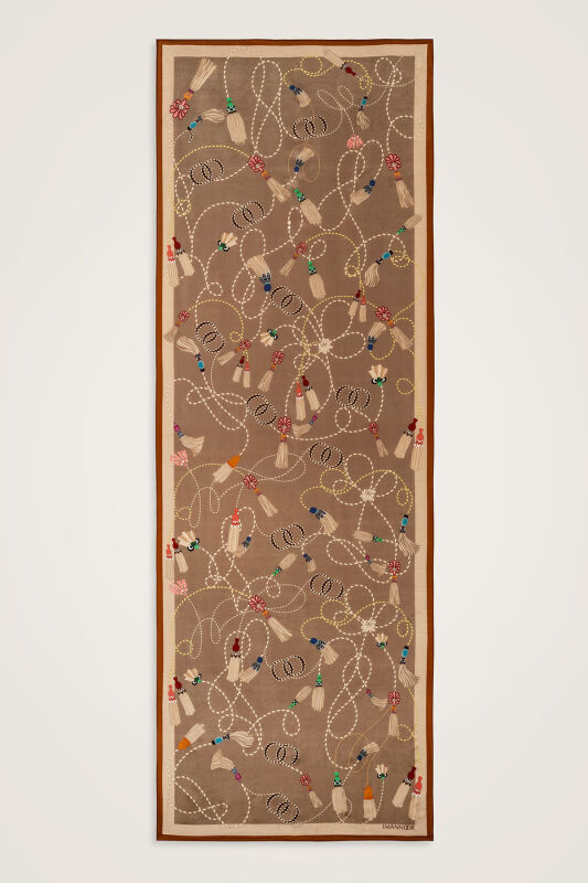 Püskül Noor Bej Floş Pamuk Şal 70x210 - 2