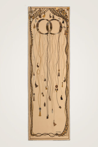 Püskül Noor Bej Krep İpek Kaftan Şalı 70x210 - Imannoor