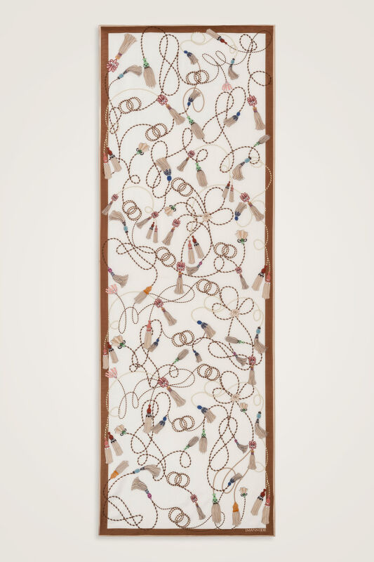 Püskül Noor Beyaz Floş Pamuk Şal 70x210 - 2