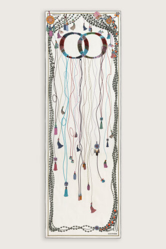 Püskül Noor Beyaz Krep İpek Pijama Şalı 70x210 - Imannoor (2)