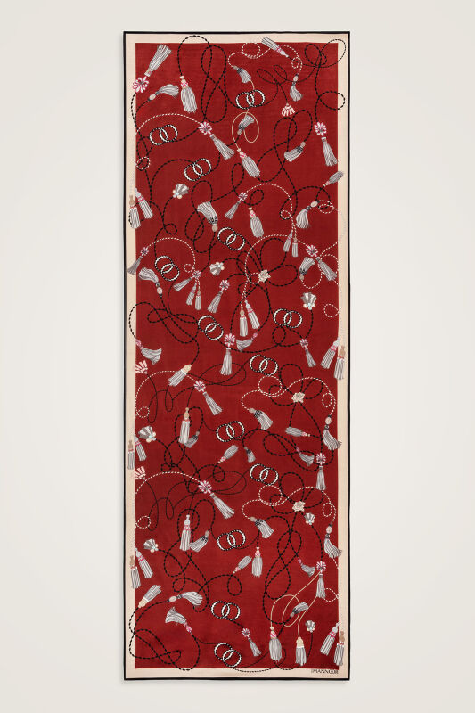 Püskül Noor Bordo Floş Pamuk Şal 70x210 - 2