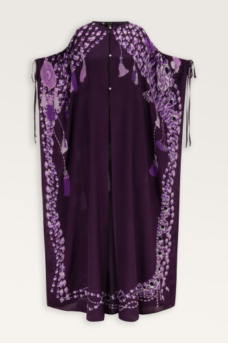 Püskül Noor Mürdüm Krep İpek Abaya - Imannoor (2)