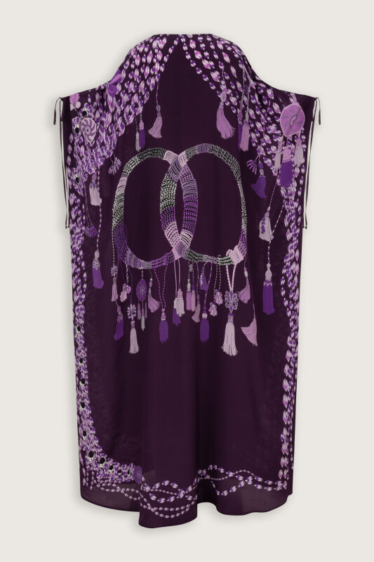 Püskül Noor Mürdüm Krep İpek Abaya - 4