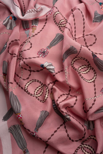 Püskül Noor Pembe Floş Pamuk Şal 70x210 - Imannoor (4)