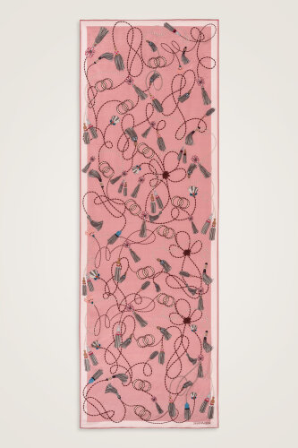 Püskül Noor Pembe Floş Pamuk Şal 70x210 - Imannoor (2)