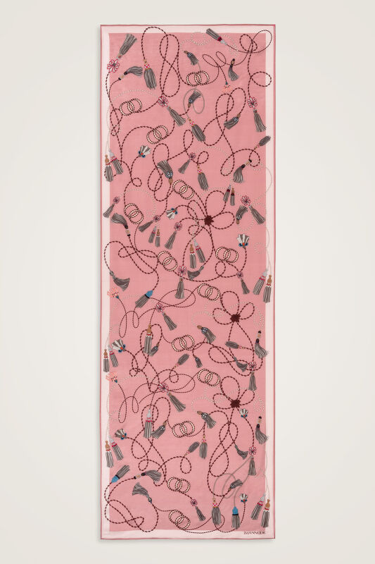 Püskül Noor Pembe Floş Pamuk Şal 70x210 - 2