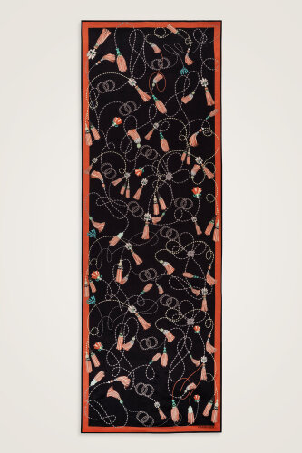 Püskül Noor Siyah Floş Pamuk Şal 70x210 - Imannoor (2)