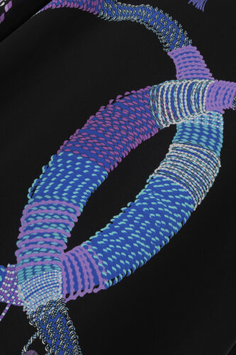 Püskül Noor Siyah-Fuşya Krep İpek Abaya - 6