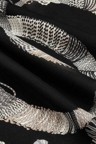 Püskül Noor Siyah-Gri Krep İpek Pijama Şalı 70x210 - Imannoor (4)