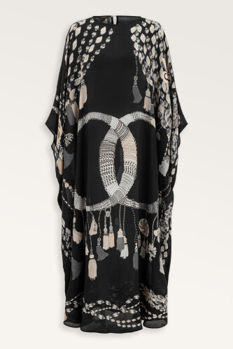 Püskül Noor Siyah Krep İpek Kaftan - Imannoor (2)