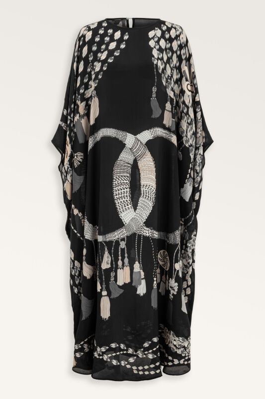 Püskül Noor Siyah Krep İpek Kaftan - 2