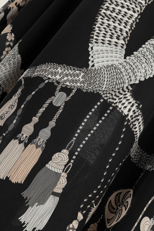 Püskül Noor Siyah Krep İpek Kaftan - 6
