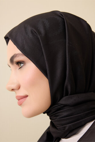 Püskül Noor Siyah Jakar İpek Şal 70x200 - Imannoor (3)