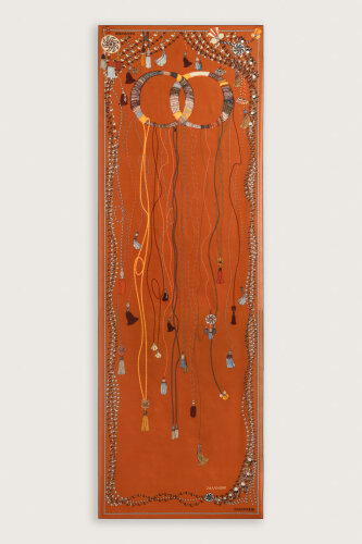 Püskül Noor Turuncu Krep İpek Pijama Şalı 70x210 - Imannoor (2)