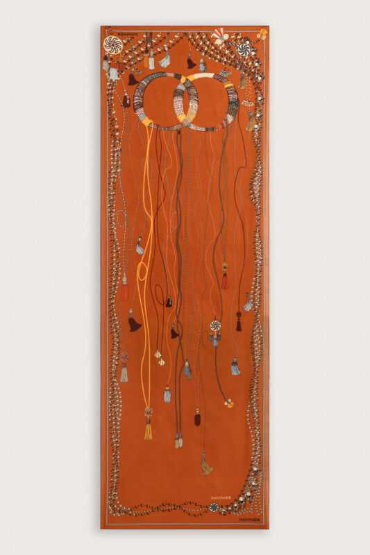 Püskül Noor Turuncu Krep İpek Pijama Şalı 70x210 - 2