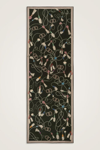 Püskül Noor Yeşil Floş Pamuk Şal 70x210 - Imannoor (2)