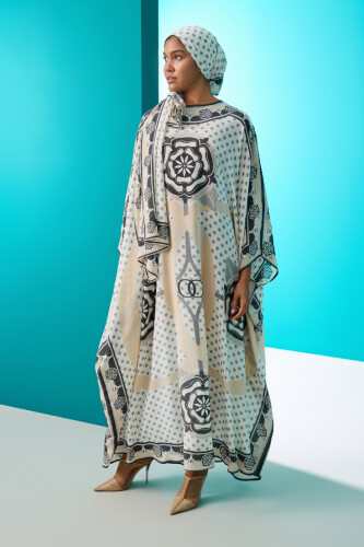 Quadruple Gonca Cream Silk Kaftan - 5