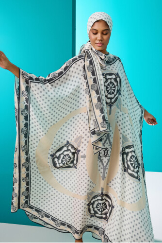 Quadruple Gonca Cream Silk Kaftan 