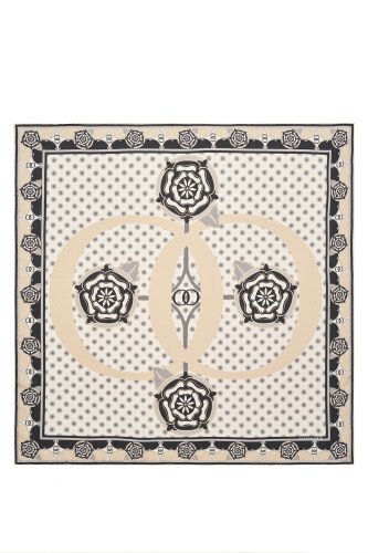 Quadruple Rosebud Silk Scarf Cream - 2