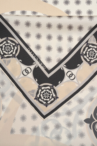 Quadruple Rosebud Silk Scarf Cream - 4