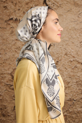 Quadruple Rosebud Silk Scarf Cream - 3