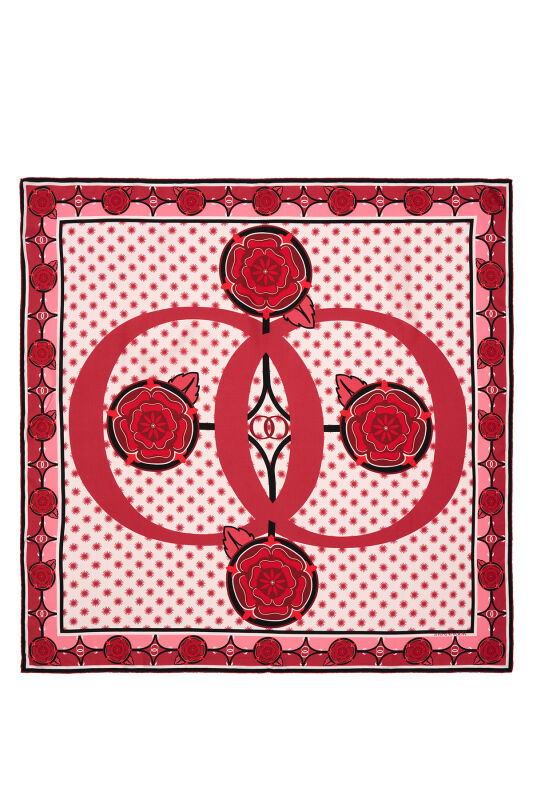 Quadruple Rosebud Silk Scarf Red - 2