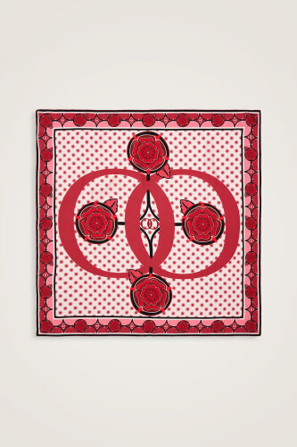 Quadruple Rosebud Silk Scarf Red - 2