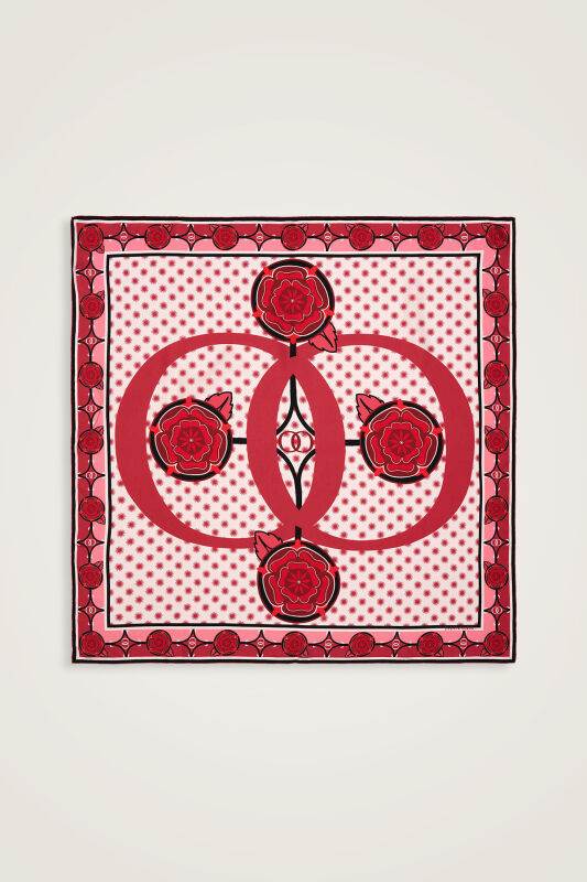 Quadruple Rosebud Silk Scarf Red - 2