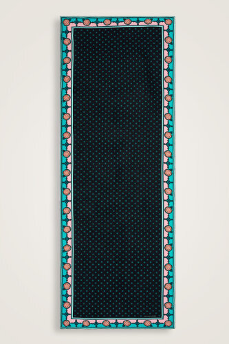 Quadruple Rosebud Silk Shawl Black - 1