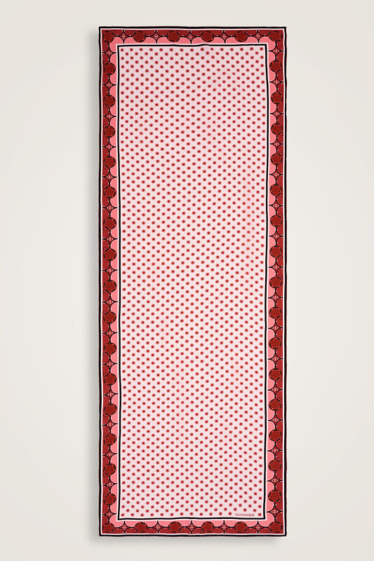 Quadruple Rosebud Silk Shawl Red - 1