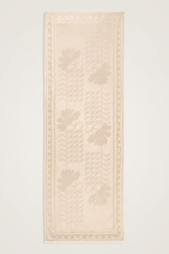 Qufi Ivory Jacquard Silk Shawl - 2