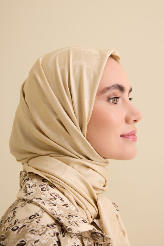 Qufi Ivory Jacquard Silk Shawl - 5