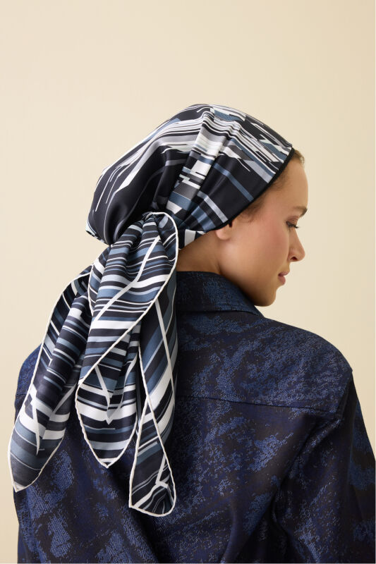 Rainy Noor Black Silk Scarf - 1