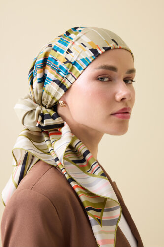 Rainy Noor Green Silk Scarf - 5