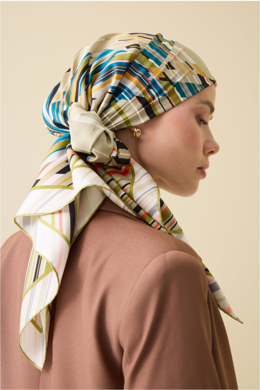 Rainy Noor Green Silk Scarf - 1