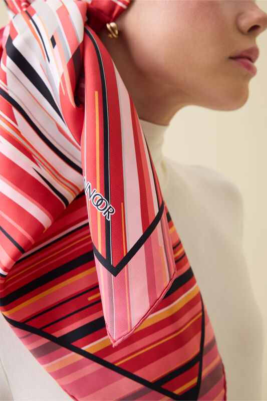 Rainy Noor Red Silk Scarf - 4